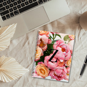 Cuaderno Elegante letra inicial personalizada Z Rosas Monog