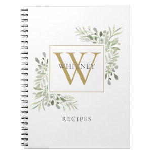 Cuaderno Elegante libro de cocina de refrigerio de monogram