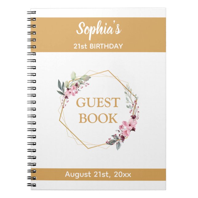 Cuaderno Elegante libro de Fiestas de cumpleaños número 21 (Frente)