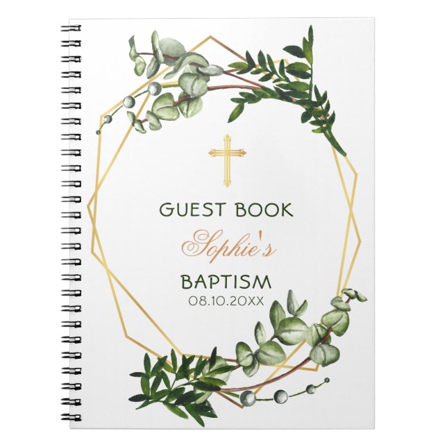 Cuaderno Elegante libro de huéspedes de oro y bautismo botá (Frente)