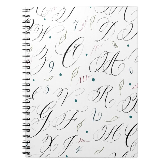Cuaderno Elegante libro de notas en espiral de caligrafía (Frente)