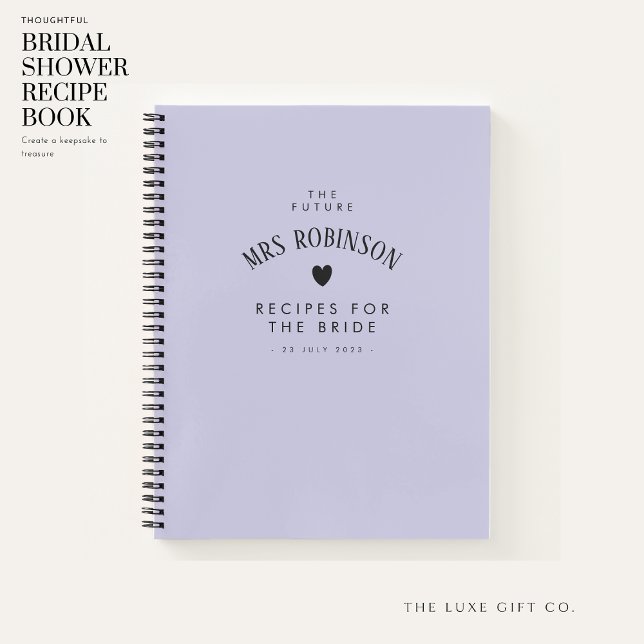 Cuaderno Elegante Lilac Bridal Shower Keepsake Receta (Subido por el creador)