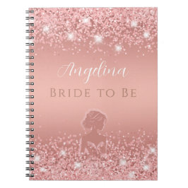 Cuaderno Elegante Lluvia Dorada Rosa de Lujo para Bridal Sh