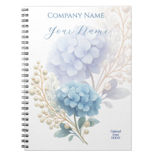 Cuaderno Elegante logotipo corporativo de Blue Hydrangea Bu