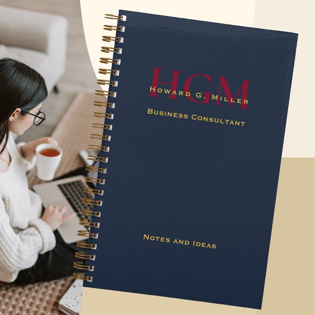 Cuaderno Elegante logotipo de Monograma Comercial Navy Burg (Subido por el creador)
