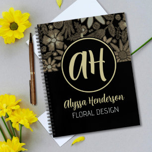 Cuaderno Elegante Logotipo de negocio de Floristería de Flo