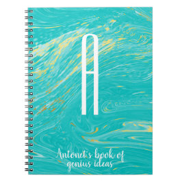 Cuaderno Elegante lujo Marble Gold cita en monograma modern