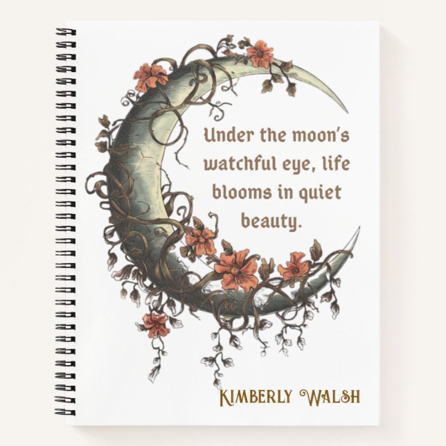 Cuaderno Elegante Luna de Creciente Floral (Anverso)
