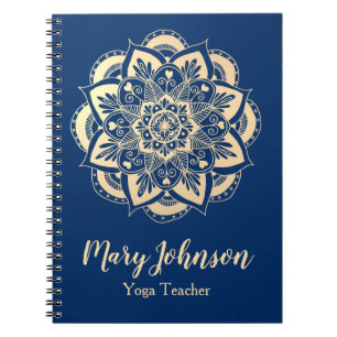 Cuaderno Elegante maestro de yoga azul dorado manala