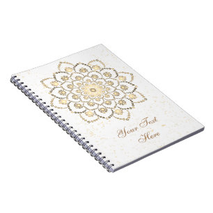 Cuaderno Elegante Mandala dorada y blanca