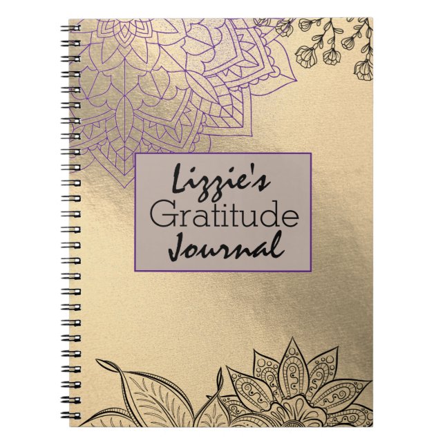 Cuaderno Elegante Mandala en Gold Gratitude Journal (Frente)