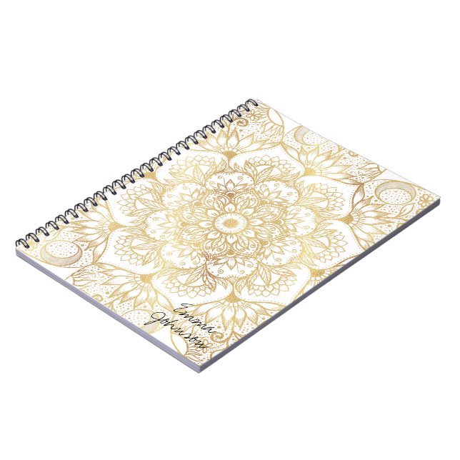 Cuaderno Elegante Mandala Floral de Oro Blanco (Lado Izquierdo)