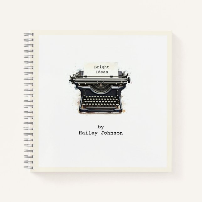 Cuaderno Elegante máquina de escribir de estilo negro (Anverso)