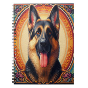 Cuaderno Elegante marco de color de perro pastor alemán