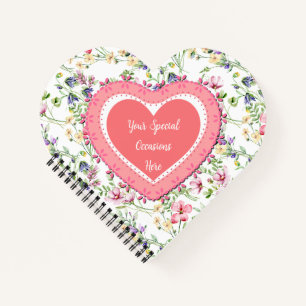 Cuaderno Elegante Marco de Corazón Floral: para Todas las O