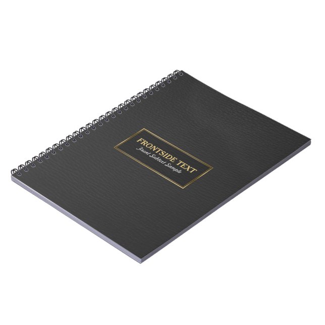 Cuaderno Elegante marco de oro de cuero negro impreso (Lado Izquierdo)