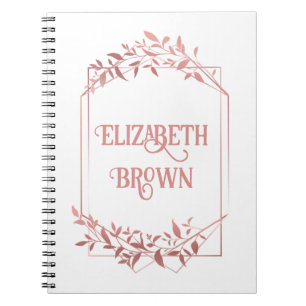 Cuaderno Elegante marco de oro rosa deja luz