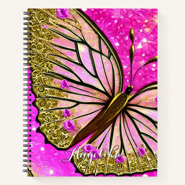 Cuaderno Elegante Mariposa Monarca Modernas Monogramadas (Anverso)