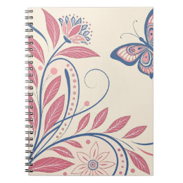Cuaderno Elegante mariposa vintage y bloc de notas floral
