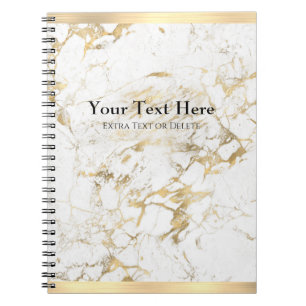 Cuaderno Elegante Mármol dorado/blanco, barras de oro, nom