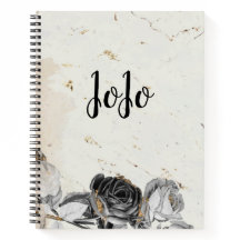 Elegante mármol negro de moda floral