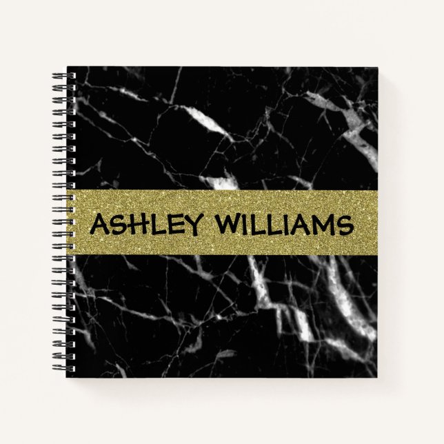 Cuaderno Elegante mármol negro y oro (Anverso)