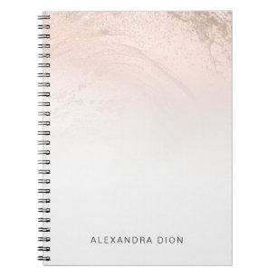 Cuaderno Elegante mármol rosa de cobre de purpurina dorado