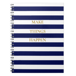 Cuaderno Elegante Minimal Azul Marino y Rayas Blancas