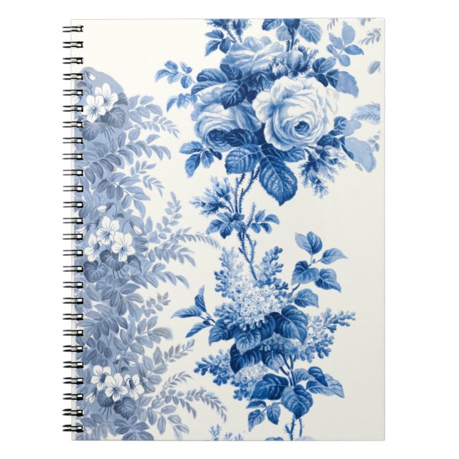 Cuaderno Elegante Moda Azul Vintage Floral (Frente)