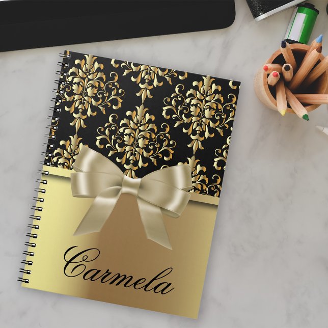 Cuaderno Elegante Moda De Fantasía Oro Y Damasco Negro Con  (Subido por el creador)