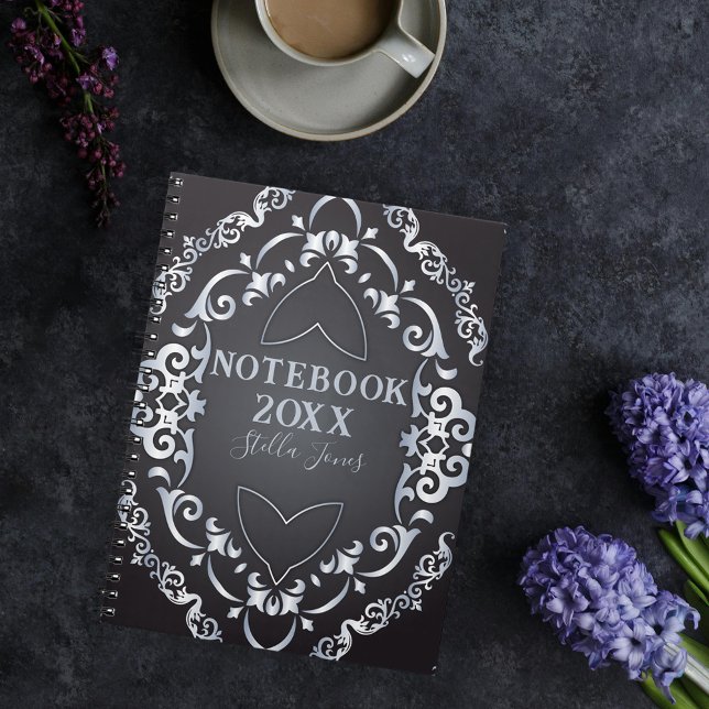 Cuaderno Elegante Moda de lujo barroca Año negro y plateado (Subido por el creador)
