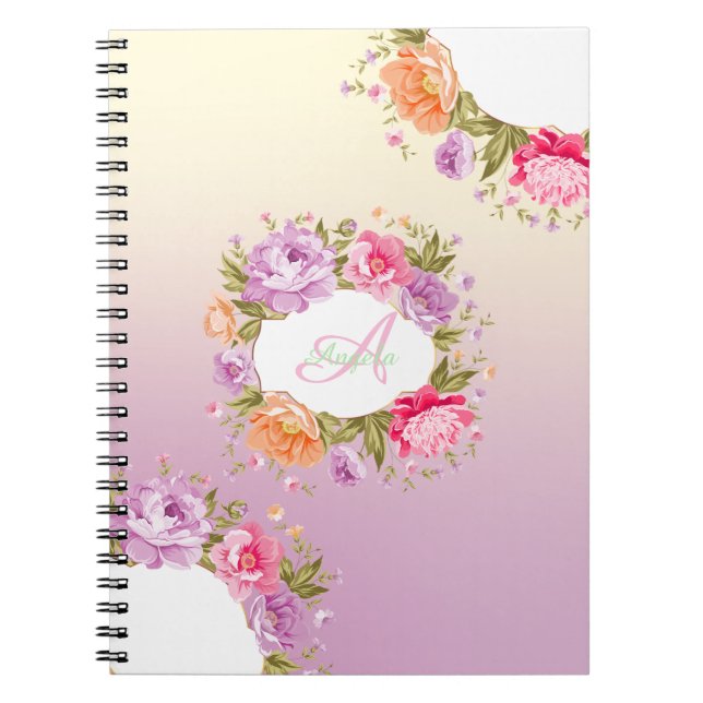Cuaderno Elegante, Moda, floral - personalizado (Frente)