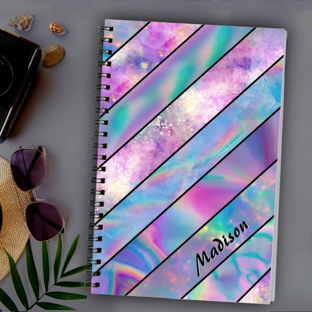 Cuaderno Elegante moda holográfica rosa azul (Subido por el creador)