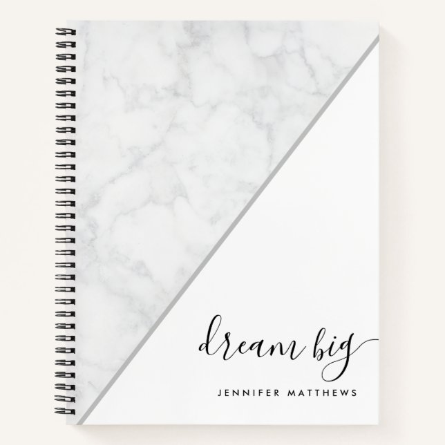 Cuaderno Elegante Moda Marble Dream Big Personalized (Anverso)