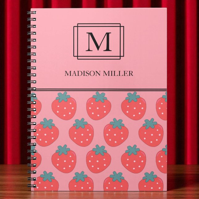 Cuaderno Elegante Moda Monograma Fresas personalizadas (Subido por el creador)