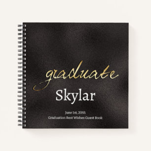 Cuaderno Elegante Moda Negra Oro Graduado