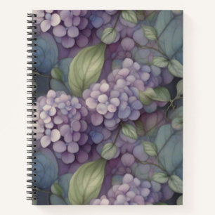 Cuaderno Elegante moda polvorienta morado boho acuarela flo