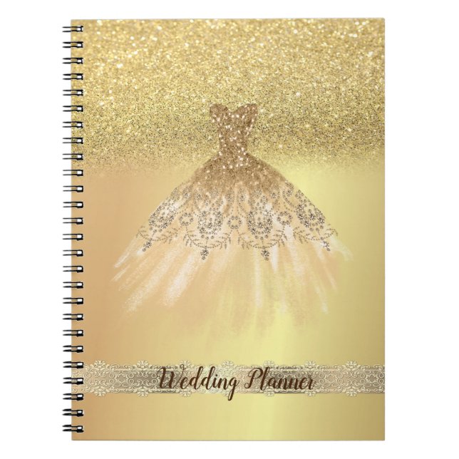 Cuaderno Elegante Moda Purpurina de oro Bokeh, Vestido, enc (Frente)
