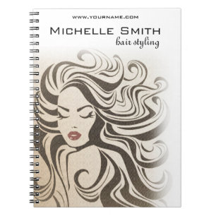 Cuaderno Elegante Moda Sepia Wavy Hairstyle Extensiones de 
