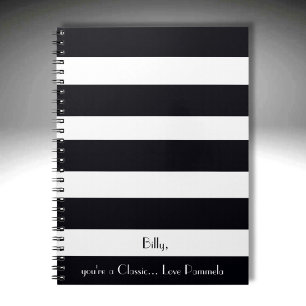 Cuaderno Elegante, Moderno, Clásico Rayas Negras y Blancas