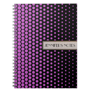 Cuaderno Elegante Moderno Negro Lunares Fuchsia