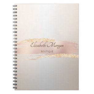 Cuaderno Elegante Moderno, Rosa Dorado Chic Pincelada