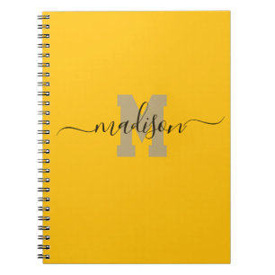 Cuaderno Elegante Monograma Amarillo Escritorio Colegio