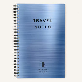 Cuaderno Elegante Monograma Azul Viaje