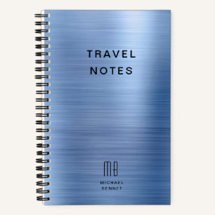 Cuaderno Elegante Monograma Azul Viaje