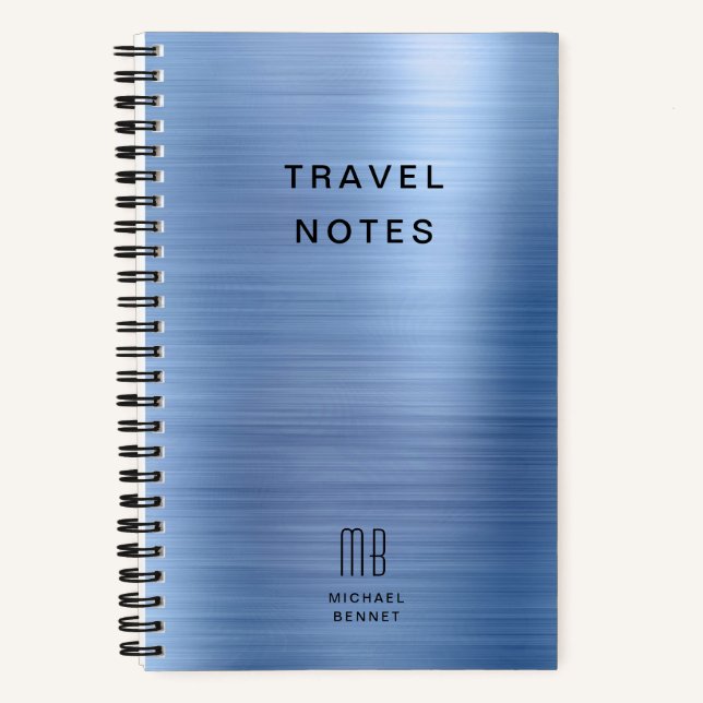 Cuaderno Elegante Monograma Azul Viaje (Anverso)