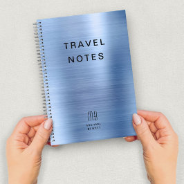 Cuaderno Elegante Monograma Azul Viaje