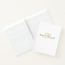Cuaderno Elegante Monograma clásico clásico de oro