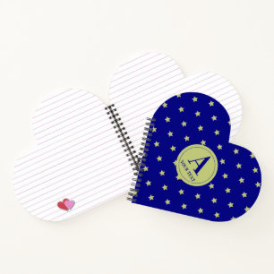 Cuaderno Elegante Monograma con Patrón de Estrella Dorada y