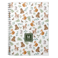 Elegante Monograma de Bosques Animales de Woodland
